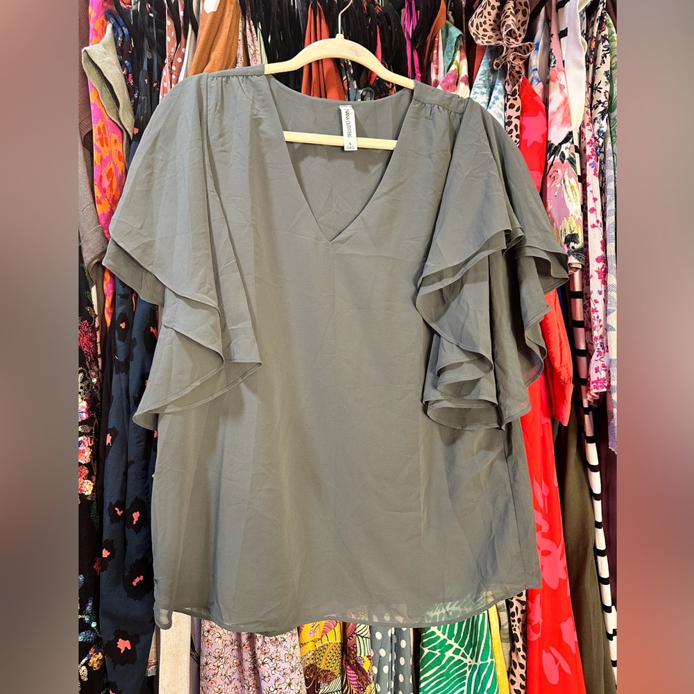 Green V-neck Blouse
